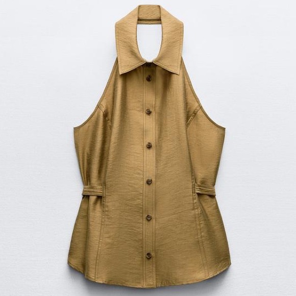Zara Belted Buckle Halter Top - Picture 1 of 5